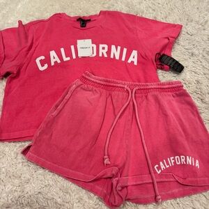 Forever 21 Pink California Top and Shorts
